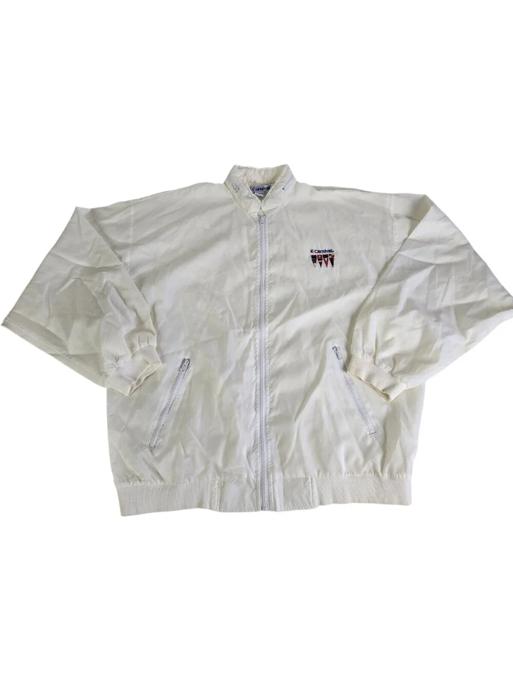 VTG Carnival Cruise Lines XL Windbreaker Jacket Nautical Nylon Zip Hood NOS